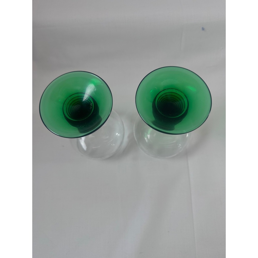 Luminarc France Green Etched Grapevine Wine Glasses beehive Stem ribbed Set of 2 - Picture 5 of 14